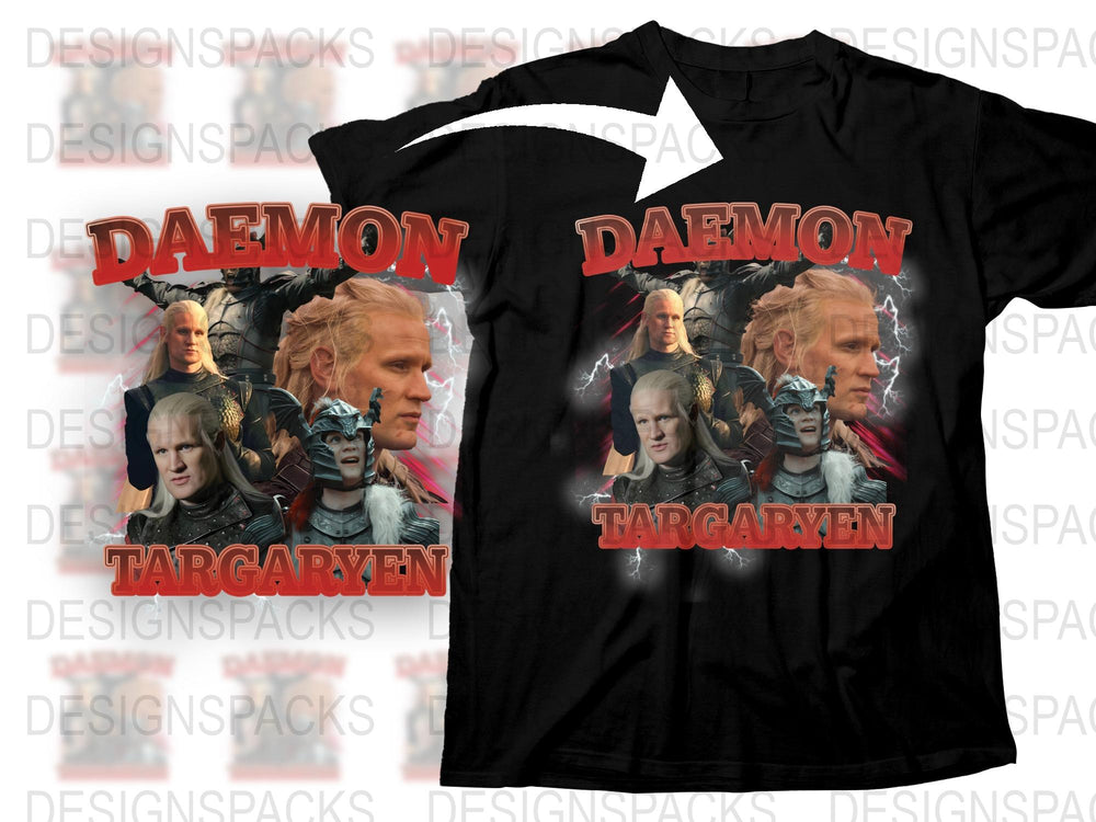 Daemon Targaryen Graphic T-Shirt, Fire and Blood, House of the Dragon Inspired, Unisex Tee, Fantasy TV Series Merchandise, Gift Idea
