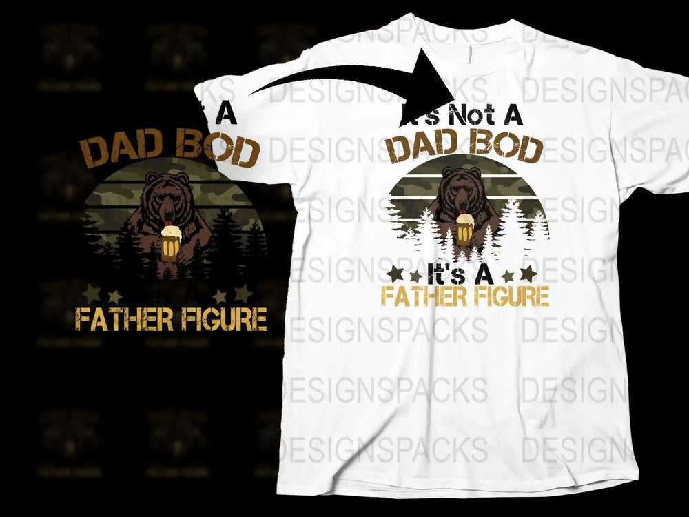 Funny Dad Bod Father Figure T-Shirt, Unique Bear Graphic Tee for Fathers, Gift Idea for Dad
