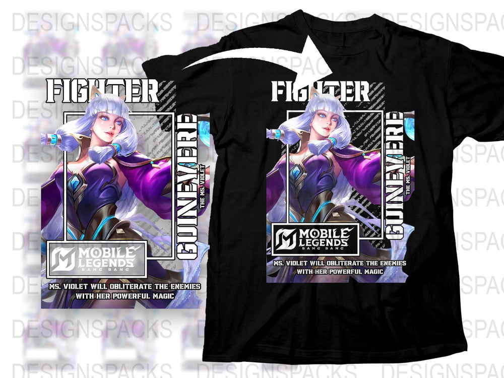Mobile Legends Anime T-Shirt, Ms. Violet Fighter Graphic Tee, Gaming Casual Wear, Unisex Cotton Shirt