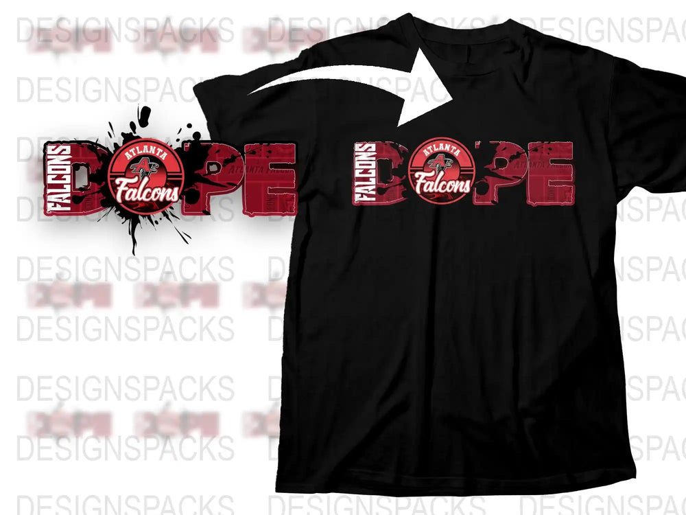 Atlanta Falcons T-Shirt, Black Team Apparel with Red Logo, NFL Sports Fan Gear, Unisex Sizes