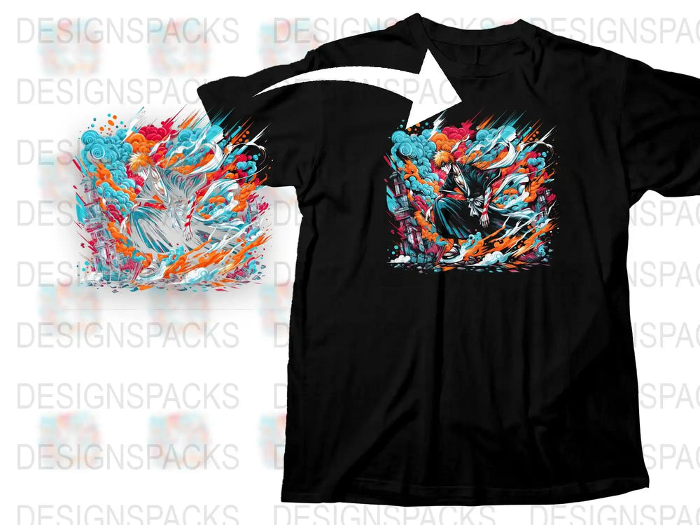 Colorful Abstract Graffiti Art T-Shirt, Bold Blue Orange Design, Street Style Fashion, Unisex Graphic Tee