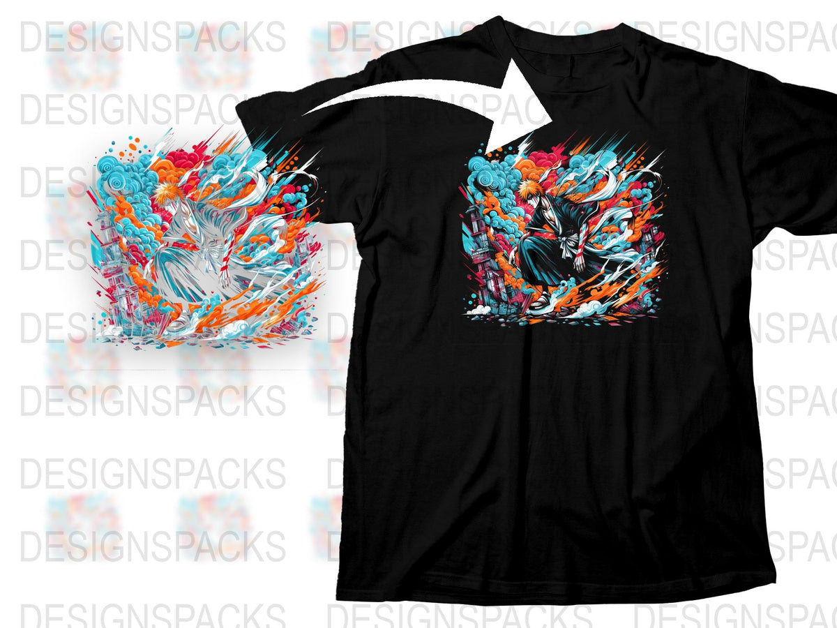 Colorful Abstract Graffiti Art T-Shirt, Bold Blue Orange Design, Street Style Fashion, Unisex Graphic Tee