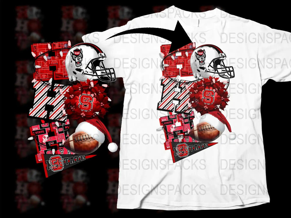 Sports Fan T-Shirt, Red and White Football Graphic Tee, Men's Casual Wear, Unique Athletic Design Shirt