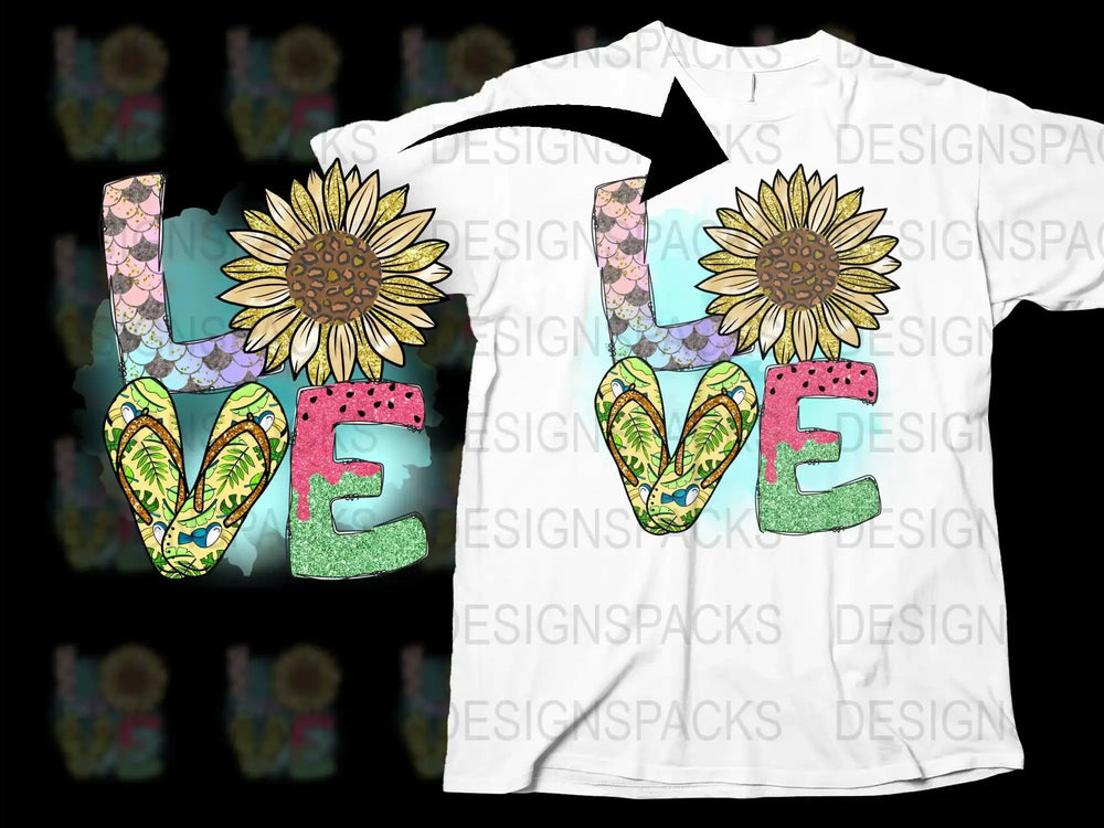 Floral Love T-Shirt, Sunflower Graphic Tee, Colorful Summer Top, Casual Women's Fashion Shirt