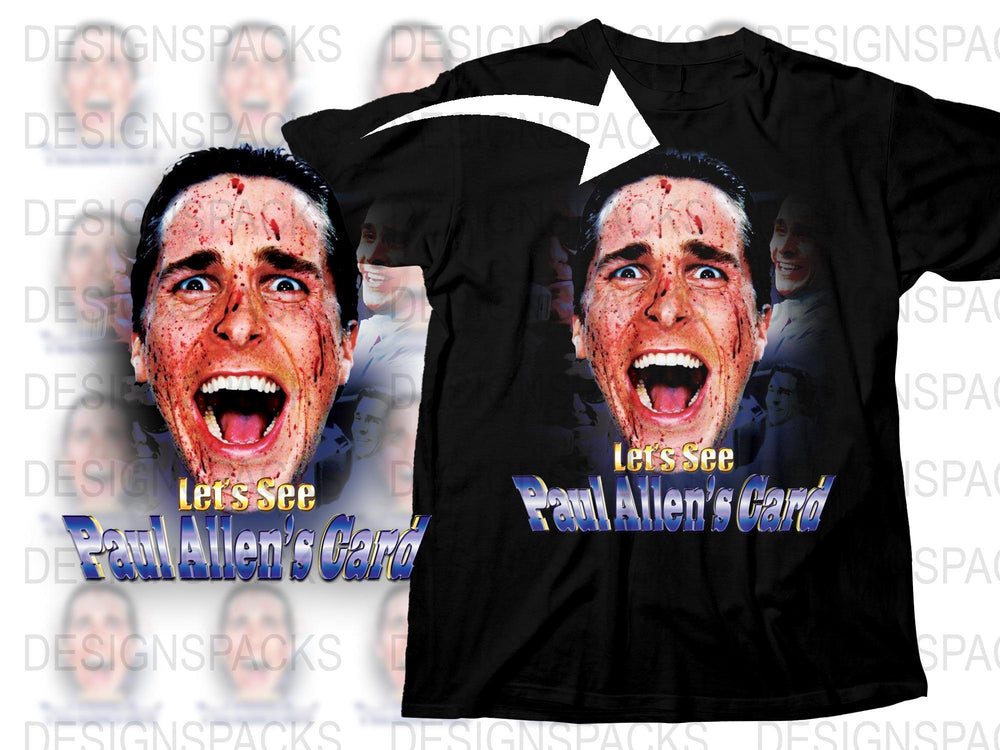 Paul Allen's Card Graphic T-Shirt, Funny Horror Movie Parody, Unique Men's Black Tee, Gift for Film Fans