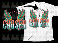 Load image into Gallery viewer, Chosen Graphic T-Shirt with Wing Design, Inspirational Quote, Bold Typography, Christian Apparel, Unisex Fashion Tee

