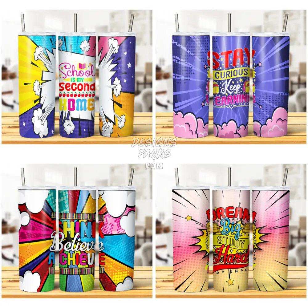 10 Comic School Quotes Tumbler Wrap Bundle Jpg