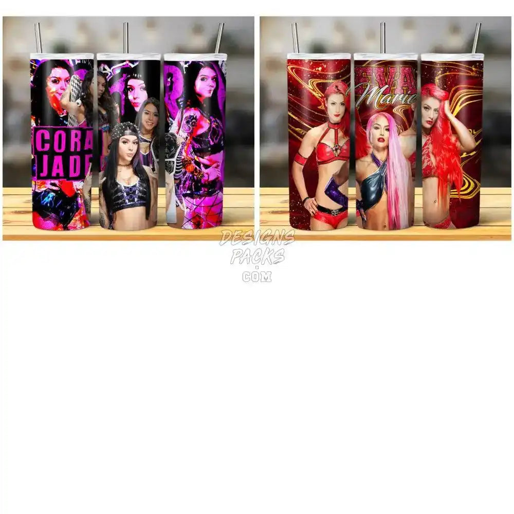 10 Diva Female Wrestlers Tumbler Wrap Bundle Jpg