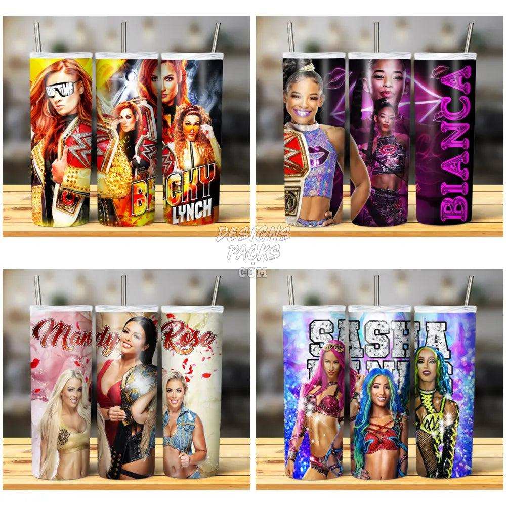 10 Diva Female Wrestlers Tumbler Wrap Bundle Jpg
