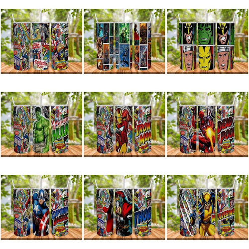 10 Marvel Superhero Tumbler Wrap Designs Bundle JPG