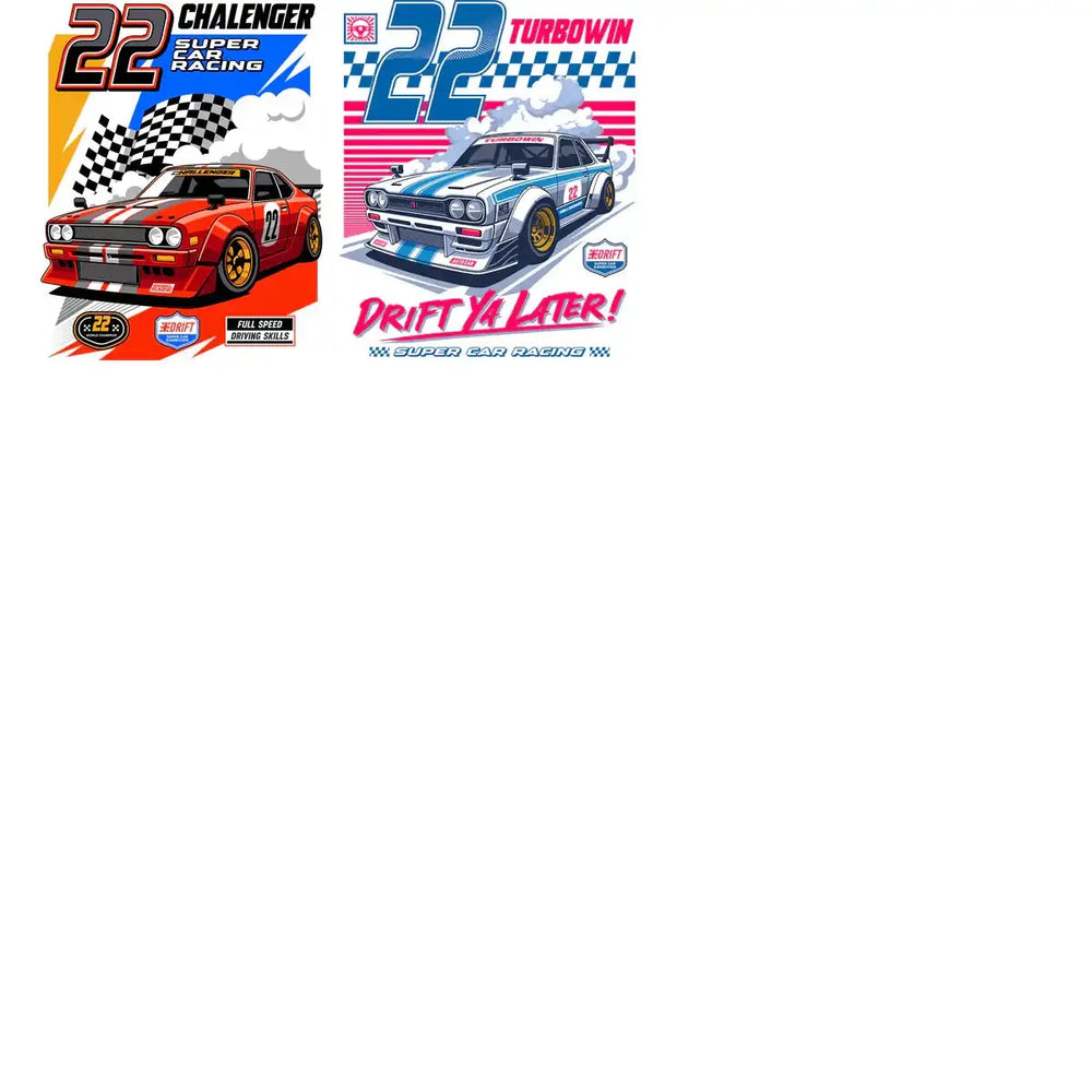 10 Racing Cars Streetwear Designs Bundle PNG