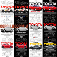 Load image into Gallery viewer, 10 Toyota JDM Cars Streetwear Dual Colors Designs Bundle PNG
