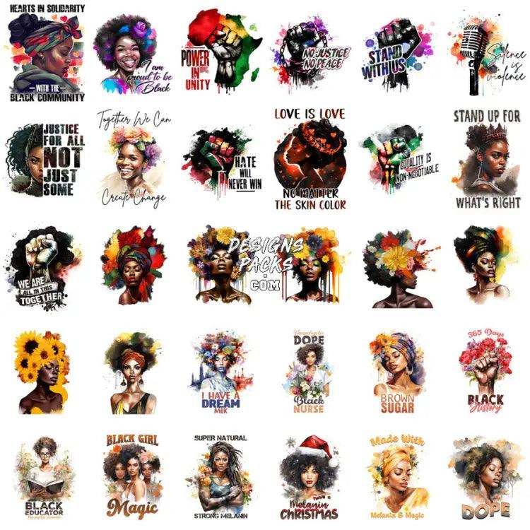 100 Black History Girls Mega Designs Bundle Png
