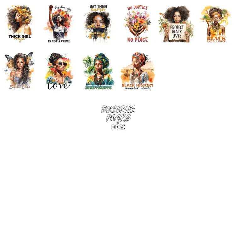 100 Black History Girls Mega Designs Bundle Png