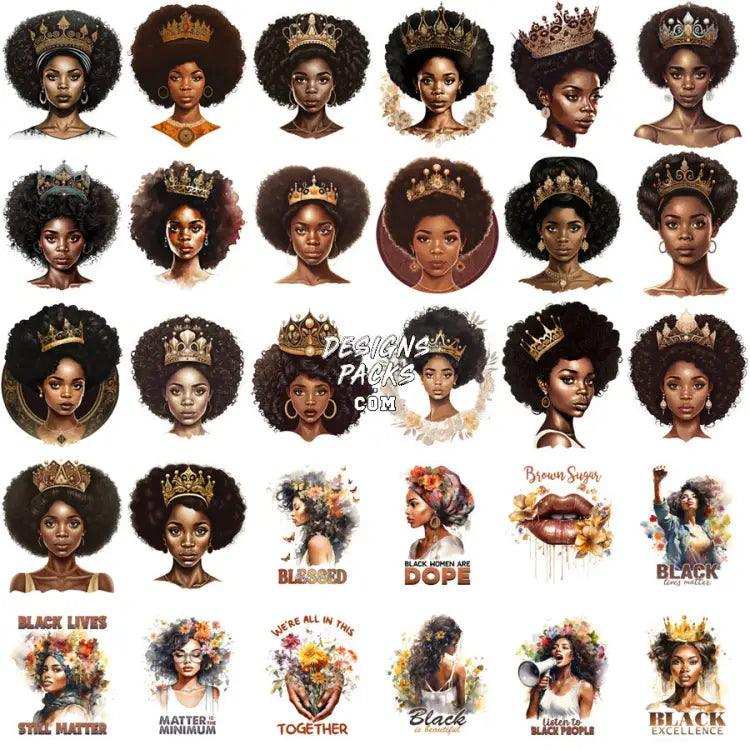 100 Black History Girls Mega Designs Bundle Png