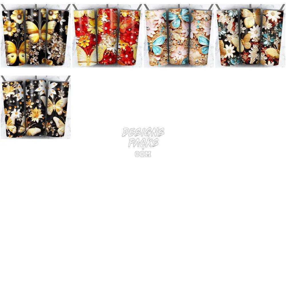 100 Butterfly Gems Seamless Tumbler Wrap Bundle Jpg