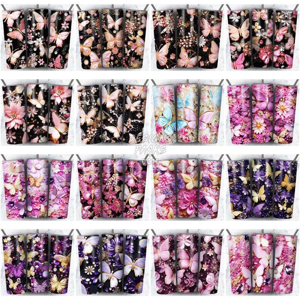 100 Butterfly Gems Seamless Tumbler Wrap Bundle Jpg