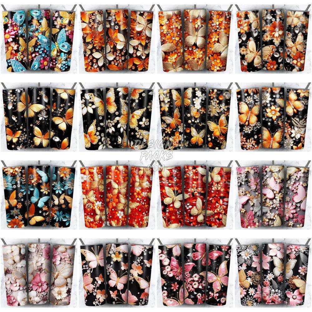 100 Butterfly Gems Seamless Tumbler Wrap Bundle Jpg