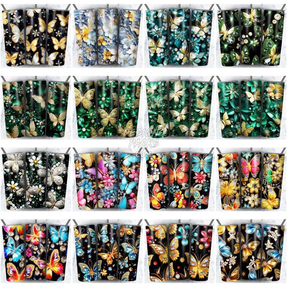 100 Butterfly Gems Seamless Tumbler Wrap Bundle Jpg
