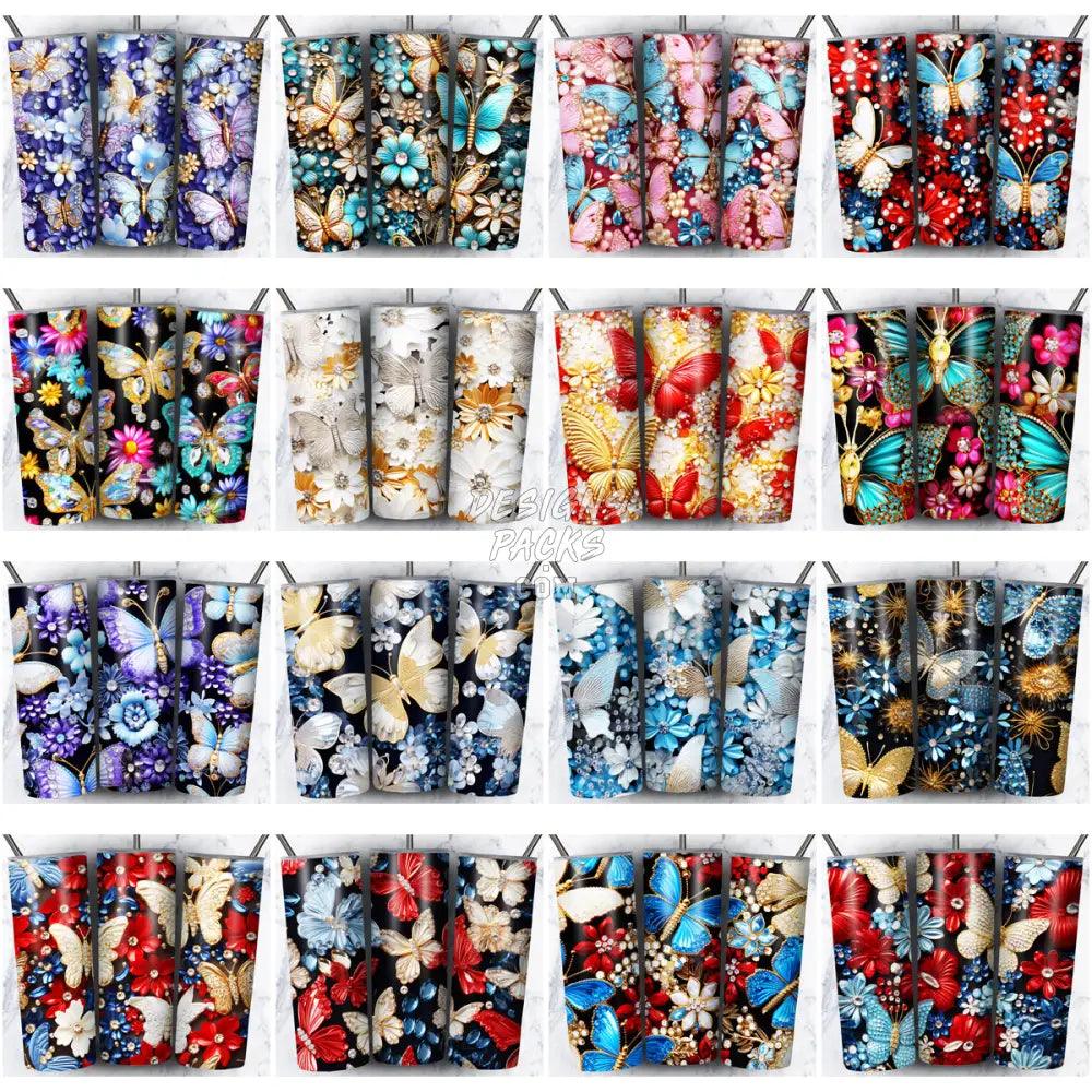 100 Butterfly Gems Seamless Tumbler Wrap Bundle Jpg