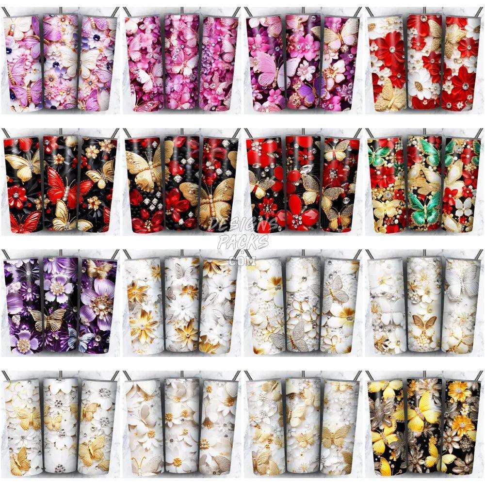 100 Butterfly Gems Seamless Tumbler Wrap Bundle Jpg