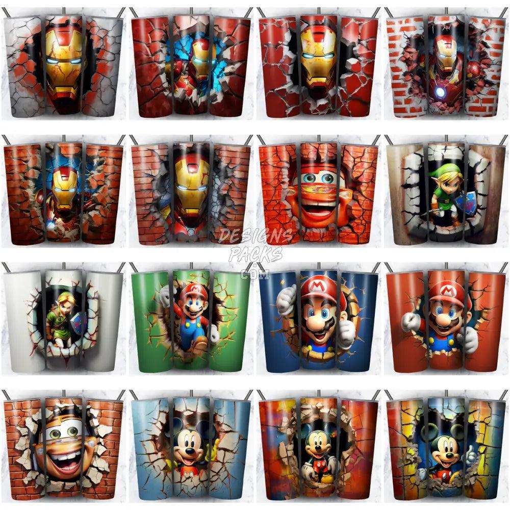 100 Cartoon Broken Wall Mix Tumbler Wrap Bundle Jpg