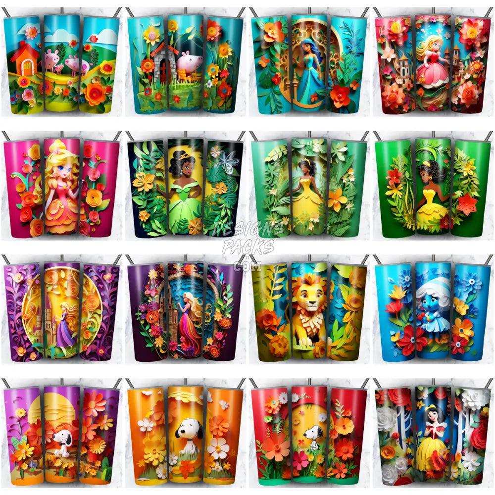 100 Cartoon Pop Culture Paper Art Tumbler Wrap Bundle Jpg
