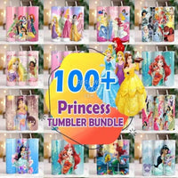 Load image into Gallery viewer, 100 Cartoon Princess Tumbler Wrap Bundle Png
