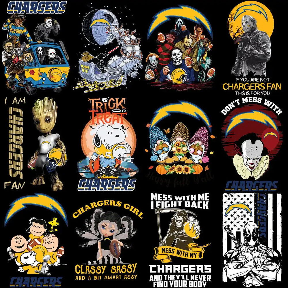 100 Chargers MEGA Los Angeles Football Team Designs Bundle PNG