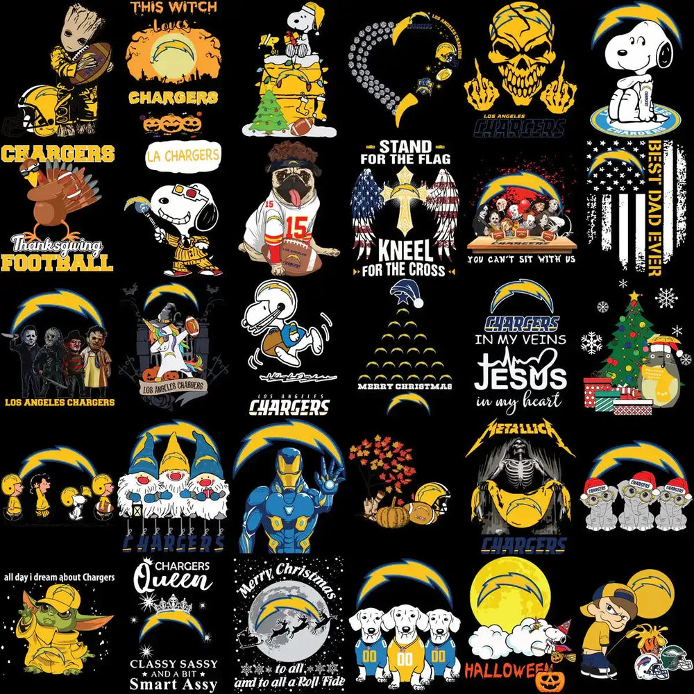 100 Chargers MEGA Los Angeles Football Team Designs Bundle PNG