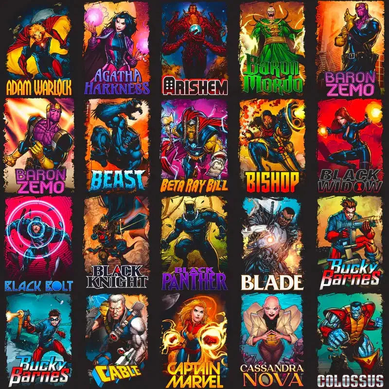 100 Comics Superheroes & Villains Halftone Designs Bundle PNG