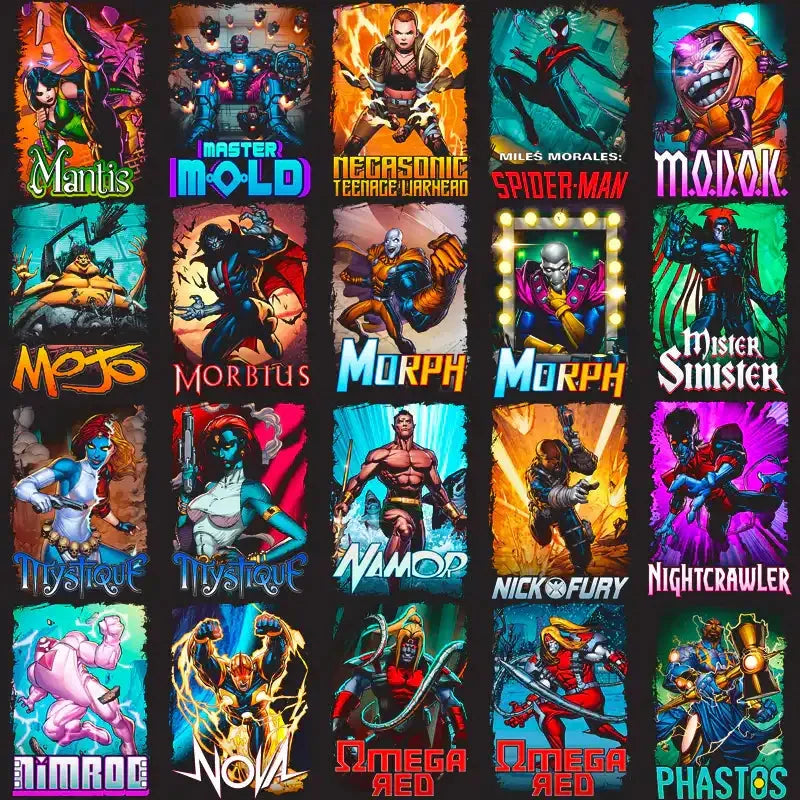 100 Comics Superheroes & Villains Halftone Designs Bundle PNG