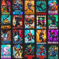 Load image into Gallery viewer, 100 Comics Superheroes &amp; Villains Halftone Designs Bundle PNG
