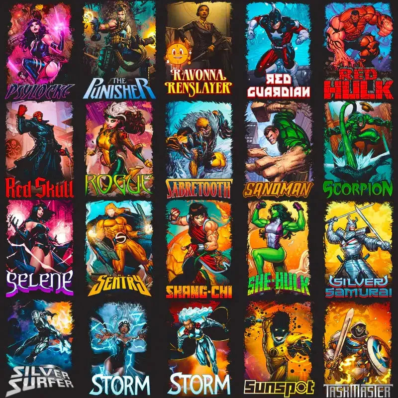 100 Comics Superheroes & Villains Halftone Designs Bundle PNG