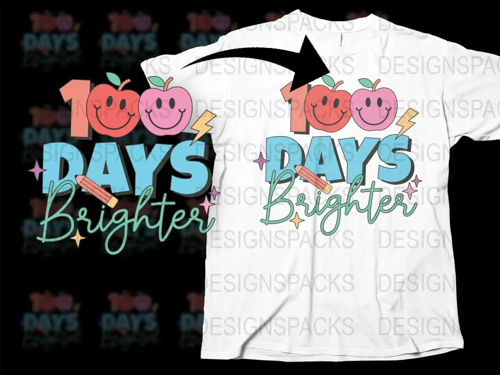 Teacher Appreciation T-Shirt, 100 Days Brighter Graphic Tee, Colorful School Shirt, Educational Gift, Unisex Adult Clothing