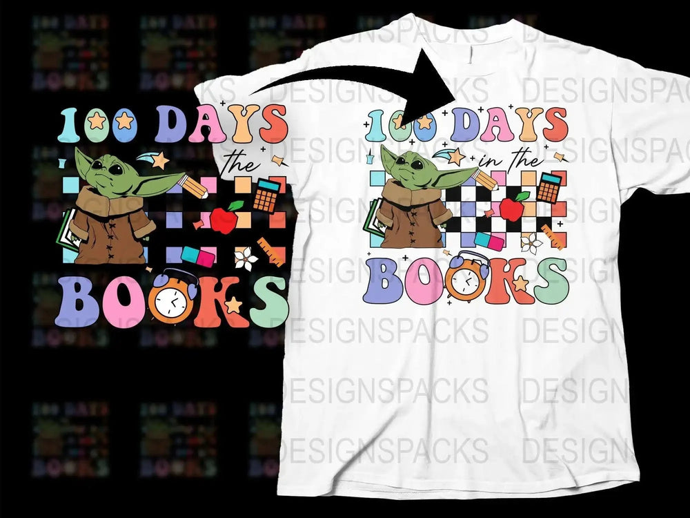 100 Days in the Books T-Shirt, Yoda Inspired School Tee, Kids and Adult Sizes Available