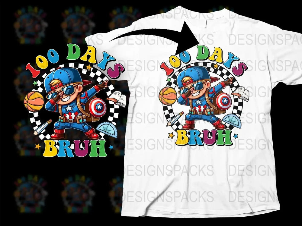 100 Days of School Captain America Kids Png Digital Download