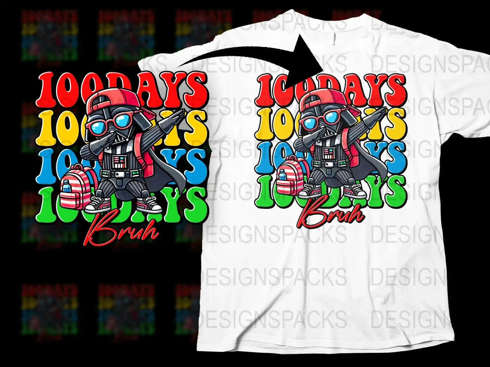 100 Days of School Cartoon Character Graphic Png Digital Download