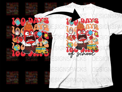 Kids 100 Days of School T-Shirt, Colorful Fun Graphic Tee, Elementary School Celebration Shirt