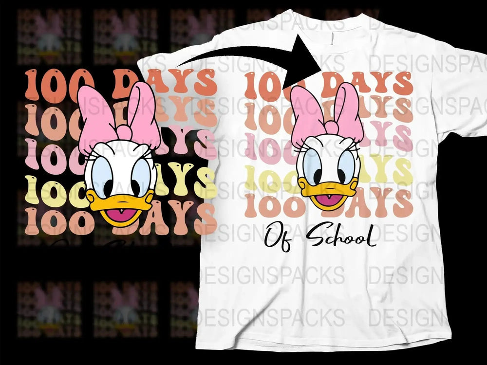 100 Days Of School Cartoon Png Digital Download