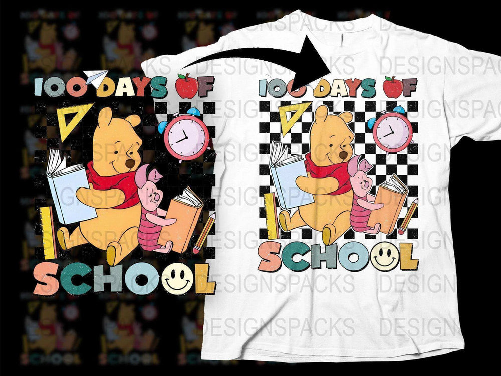 100 Days Of School Cartoon Png Digital Download