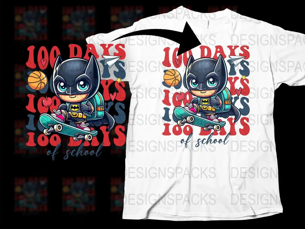100 Days of School Cute Cartoon Character Png Digital Download