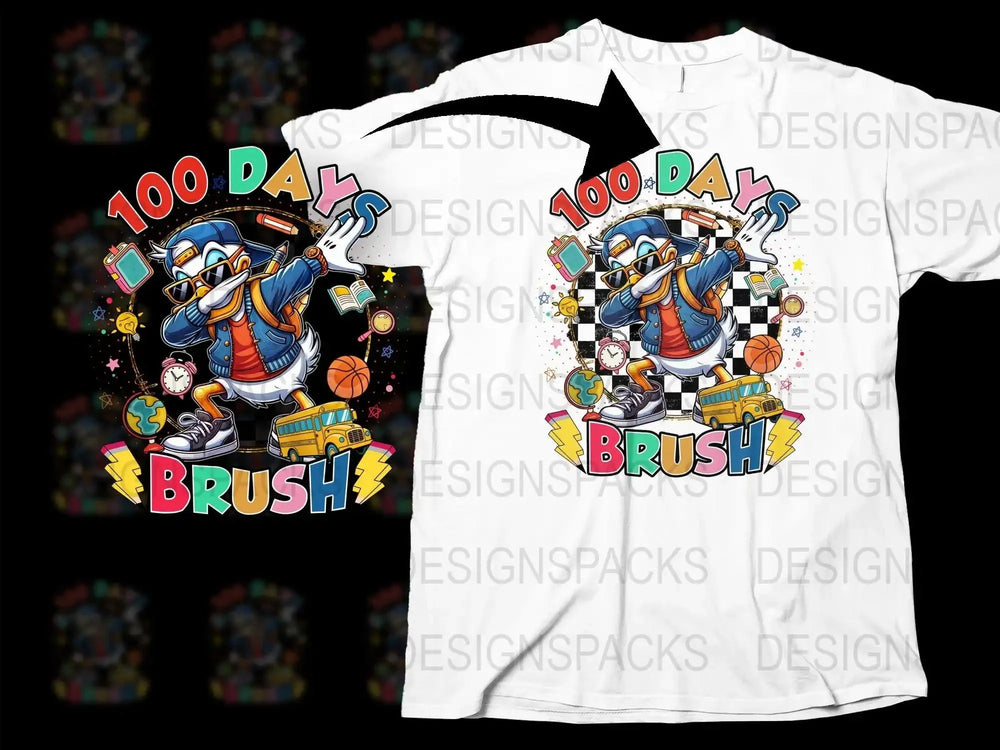 100 Days of School Donald Duck Dabbing Png Digital Download