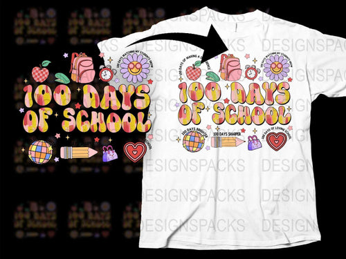 100 Days of School T-Shirt, Colorful Kids School Celebration Tee, Fun Teacher and Student Apparel