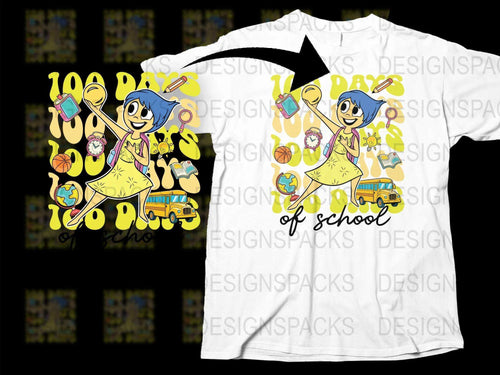 Colorful Kids T-Shirt, 100 Days of School Celebration, Cartoon Design, Cheerful Graphic Tee, Youth Fashion, Fun School Apparel