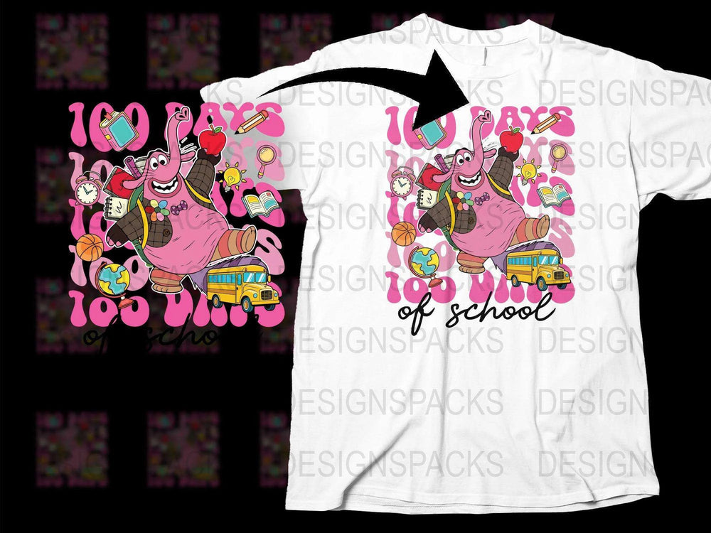 Fun Cartoon School Bus and Kids 100 Days of School T-Shirt, Colorful Teacher Shirt, Celebration Tee for Educators and Students