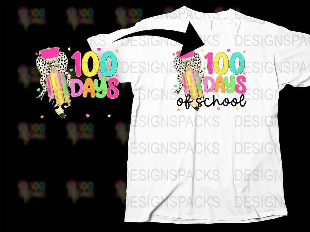 100 Days of School Pencil Png Digital Download