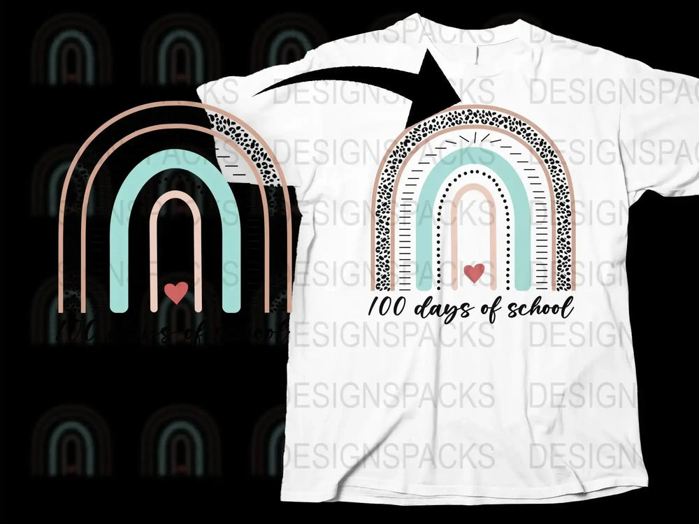 100 Days of School T-Shirt, Rainbow Graphic Tee, Kids Celebration Shirt, Teacher Gift, Colorful School Milestone, Unisex Kids Clothing