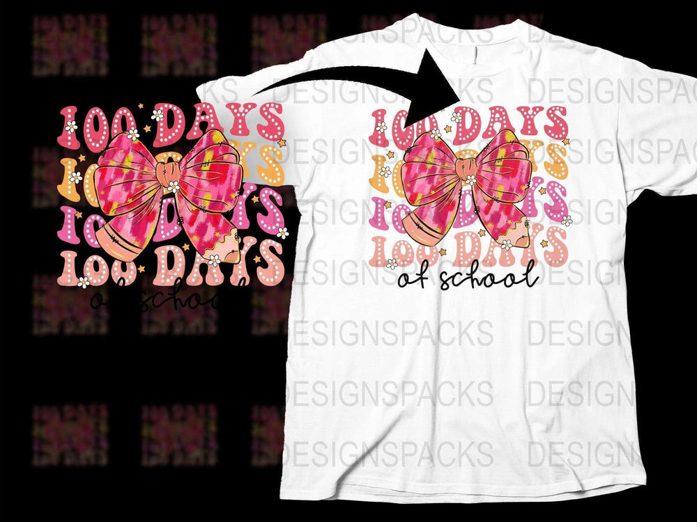 100 Days of School T-Shirt, Girls Pink Glitter Butterfly Tee, Kids Celebration Shirt, First Grade Fashion, Festive School Outfit
