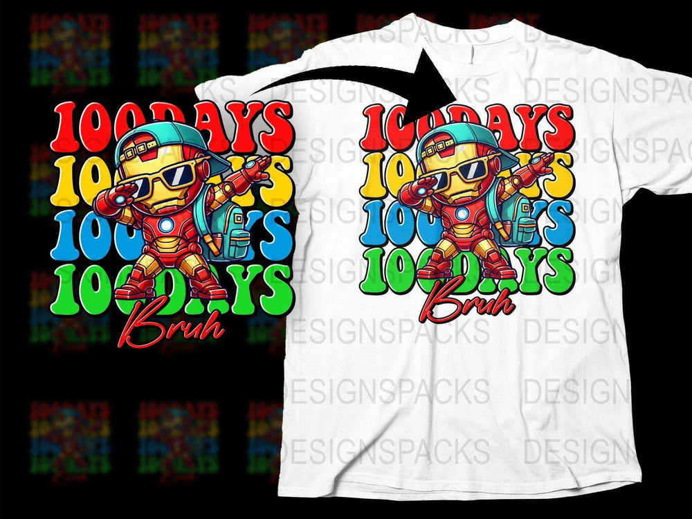 100 Days of School with Iron Man Dabbing Png Digital Download